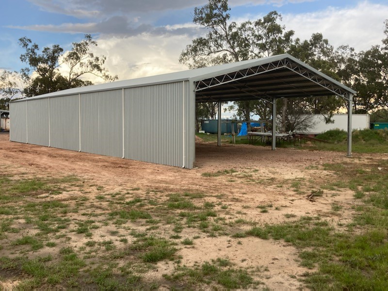 A farm machinery shed provides lots of storage all year