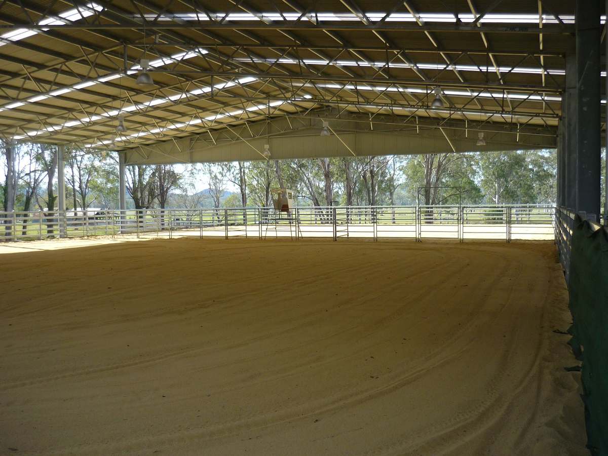 ABC Sheds dressage arena with sand surface flooring