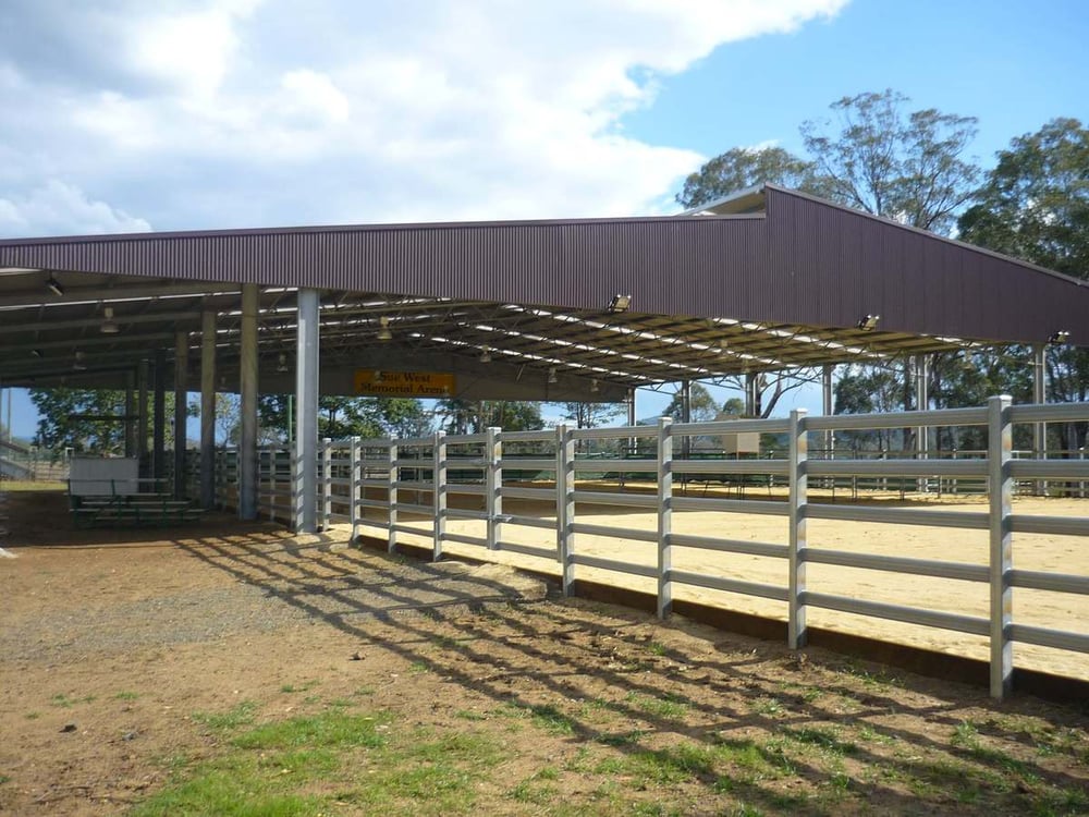 Dressage arena retrofitted over an existing site