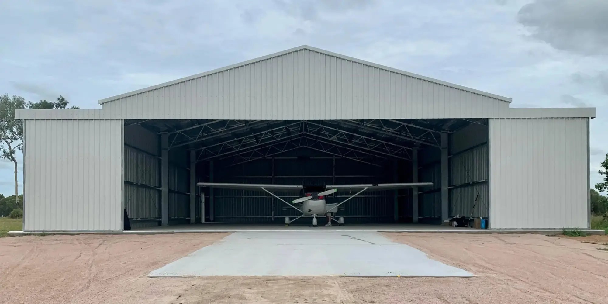 aircraft hangar with small plane