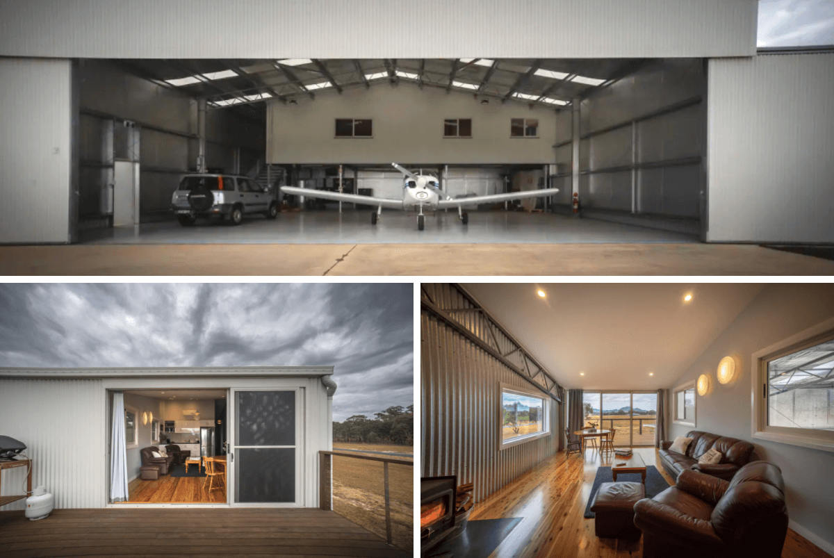 Aircraft hangar home holiday rental