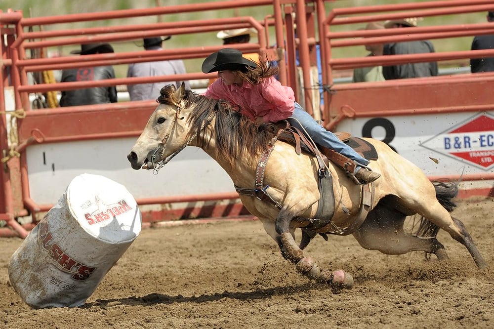 Ladies barrel racing rodeo event