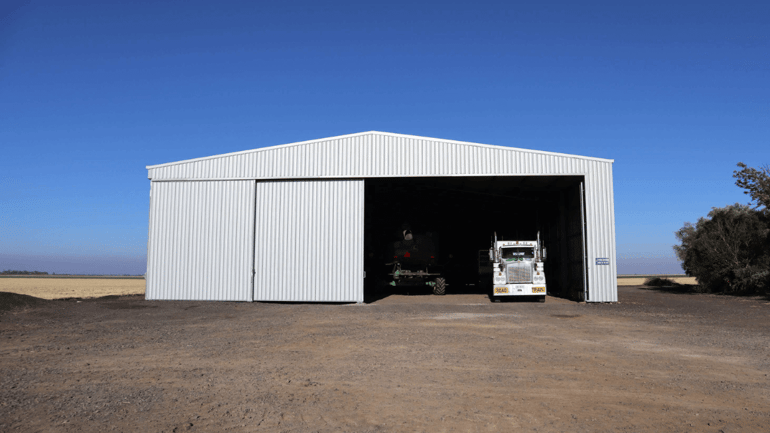 Farm shed with sliding doors