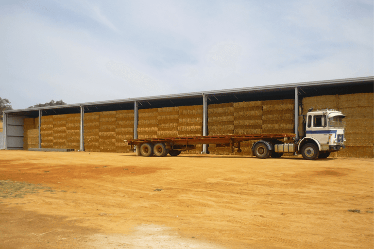 ABC Sheds hay shed with 8m wide bays