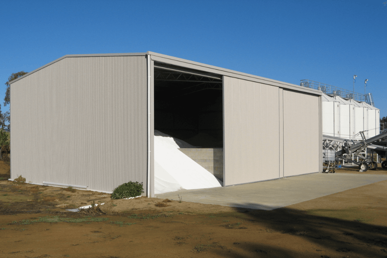 Fertiliser stored in a shed