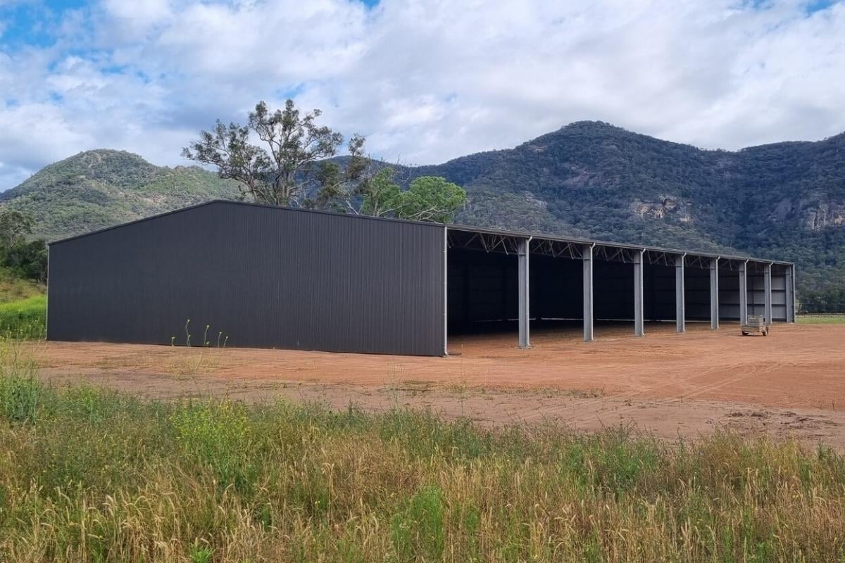 Painted steel shed