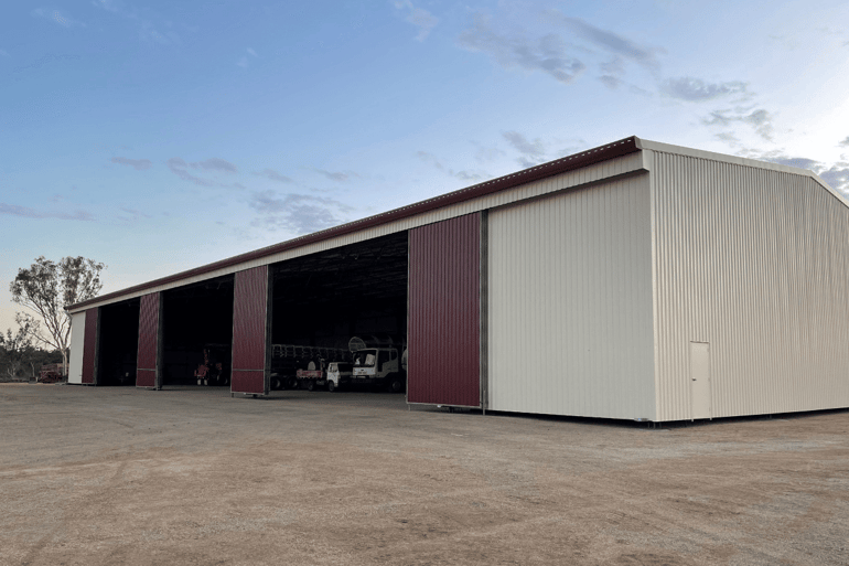 Sliding doors on a farm shed