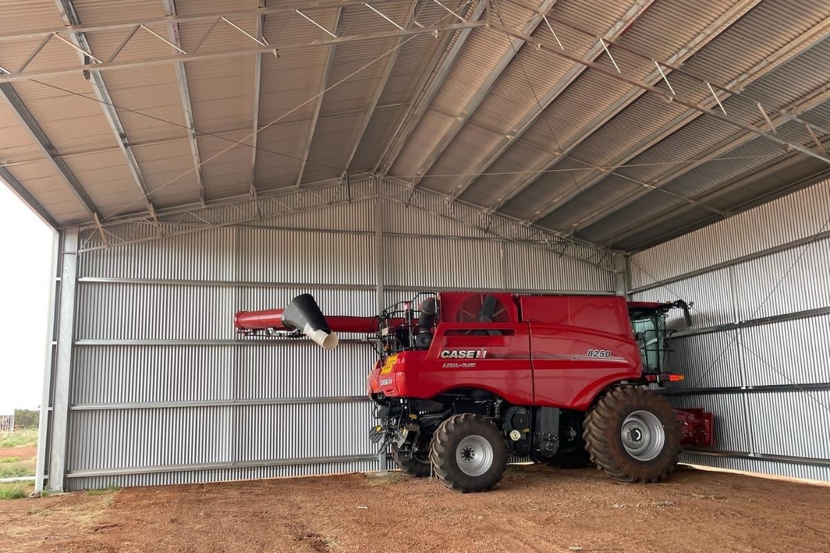 Machinery stored in a farm shed