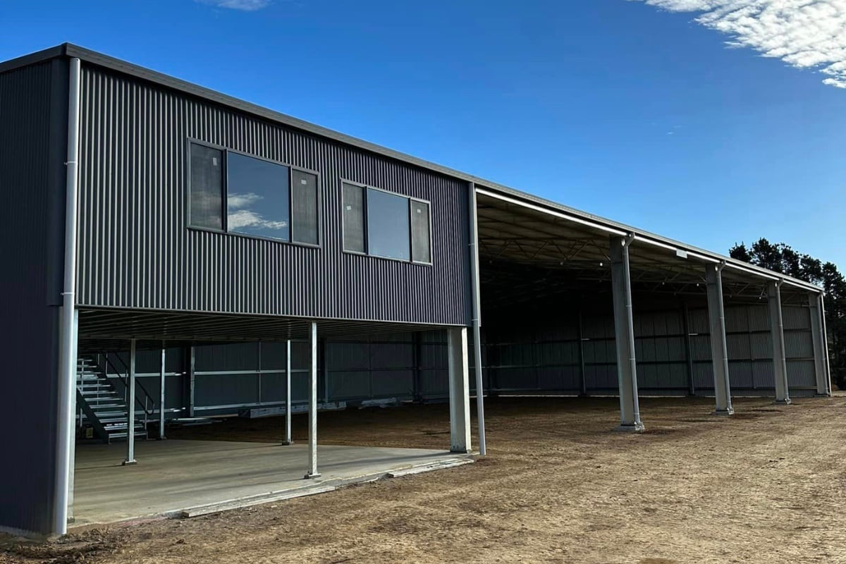 ABC Sheds structural steel shed with mezzanine