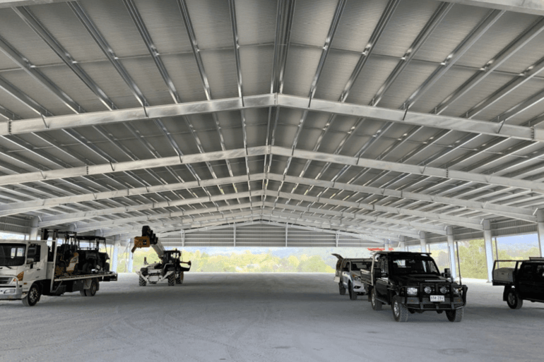 Structural steel shed roof