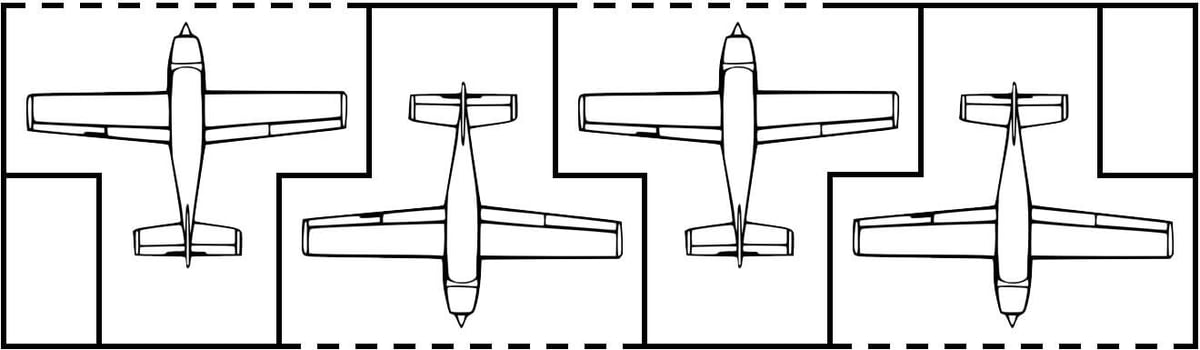 T hangar aircraft formation