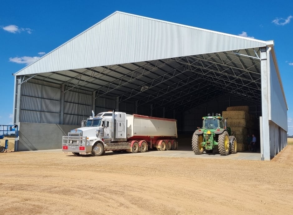 Large fertiliser and grain shed in Young by ABC Sheds