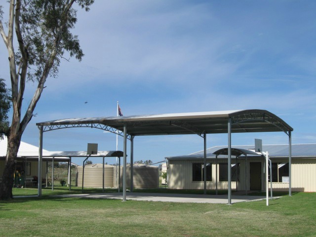 Side view of school COLA structure in Bourke