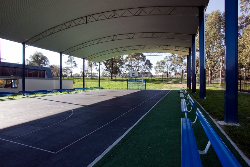 Inside a school COLA structure in Canberra