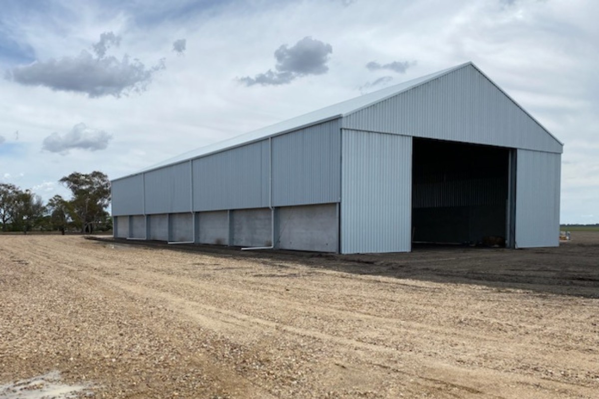 Slanted view of cotton shed