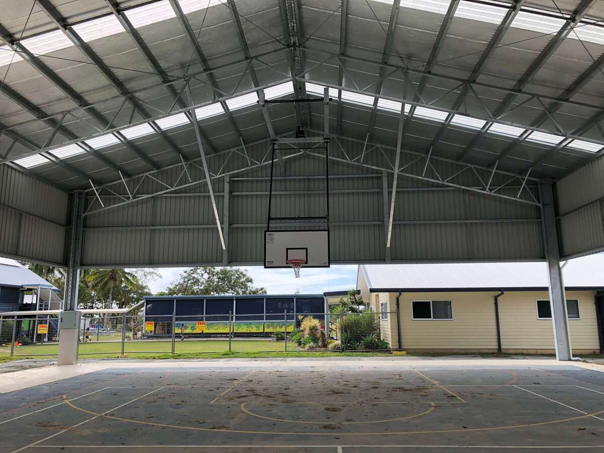 Inside view of cyclone rated shed in Chelona