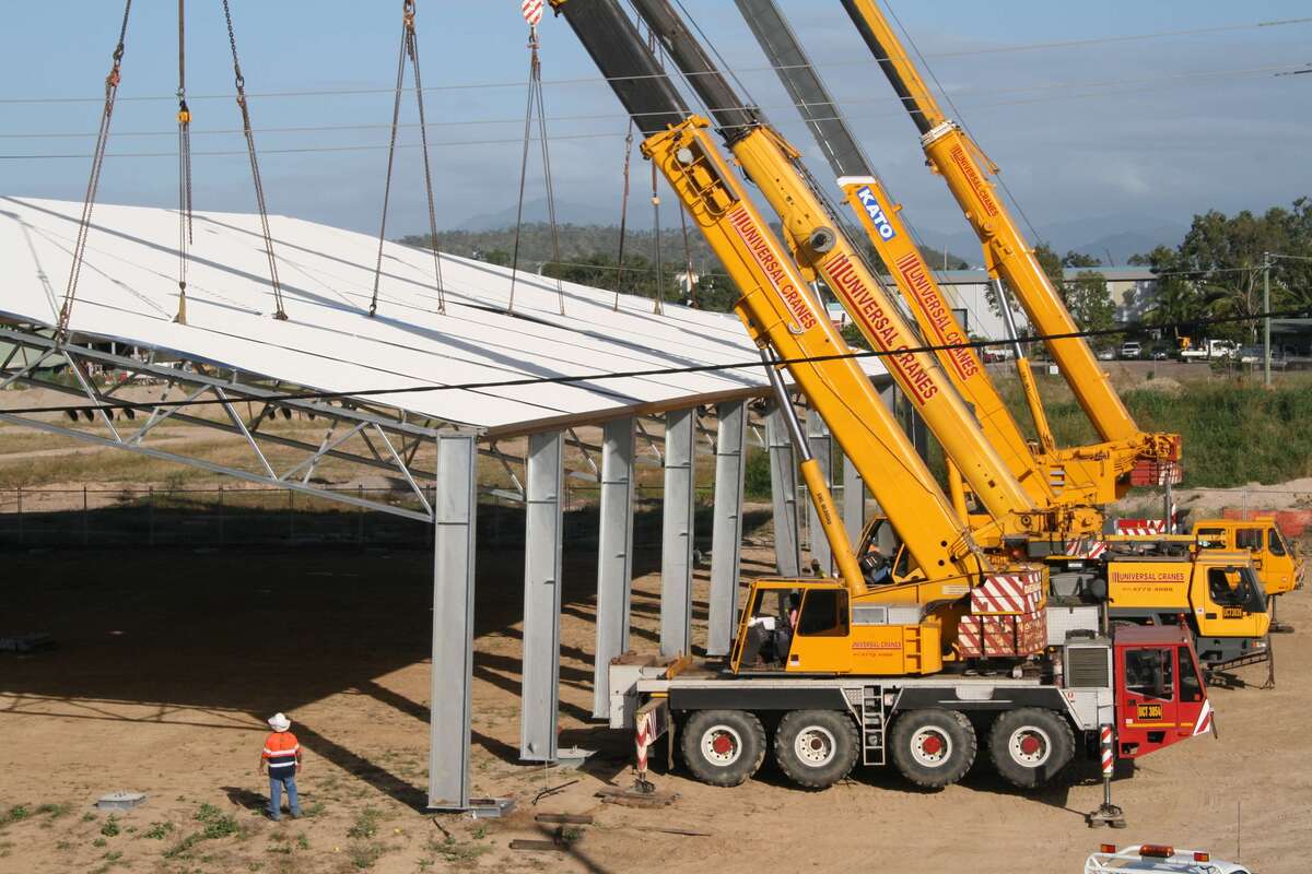 Close up of cyclone rated shed being constructed in Townsville