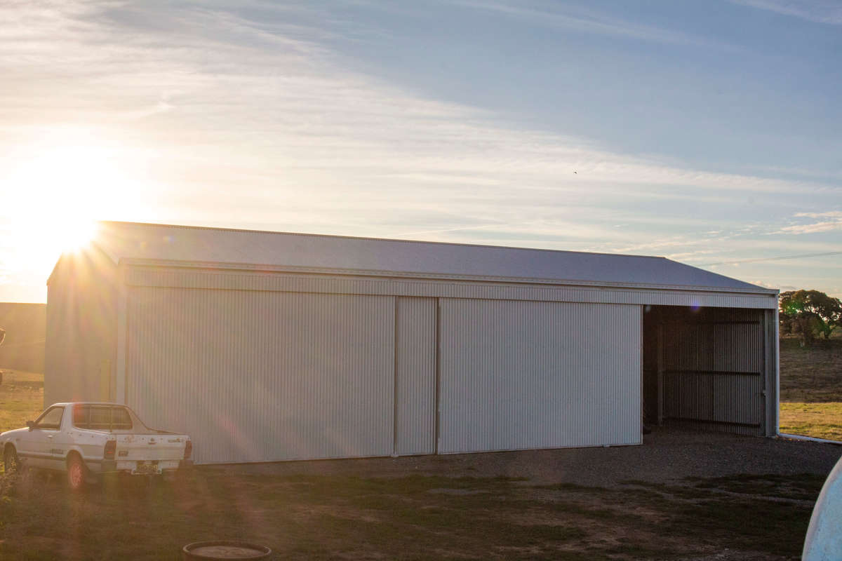Machinery storage shed at dusk- Crookwell