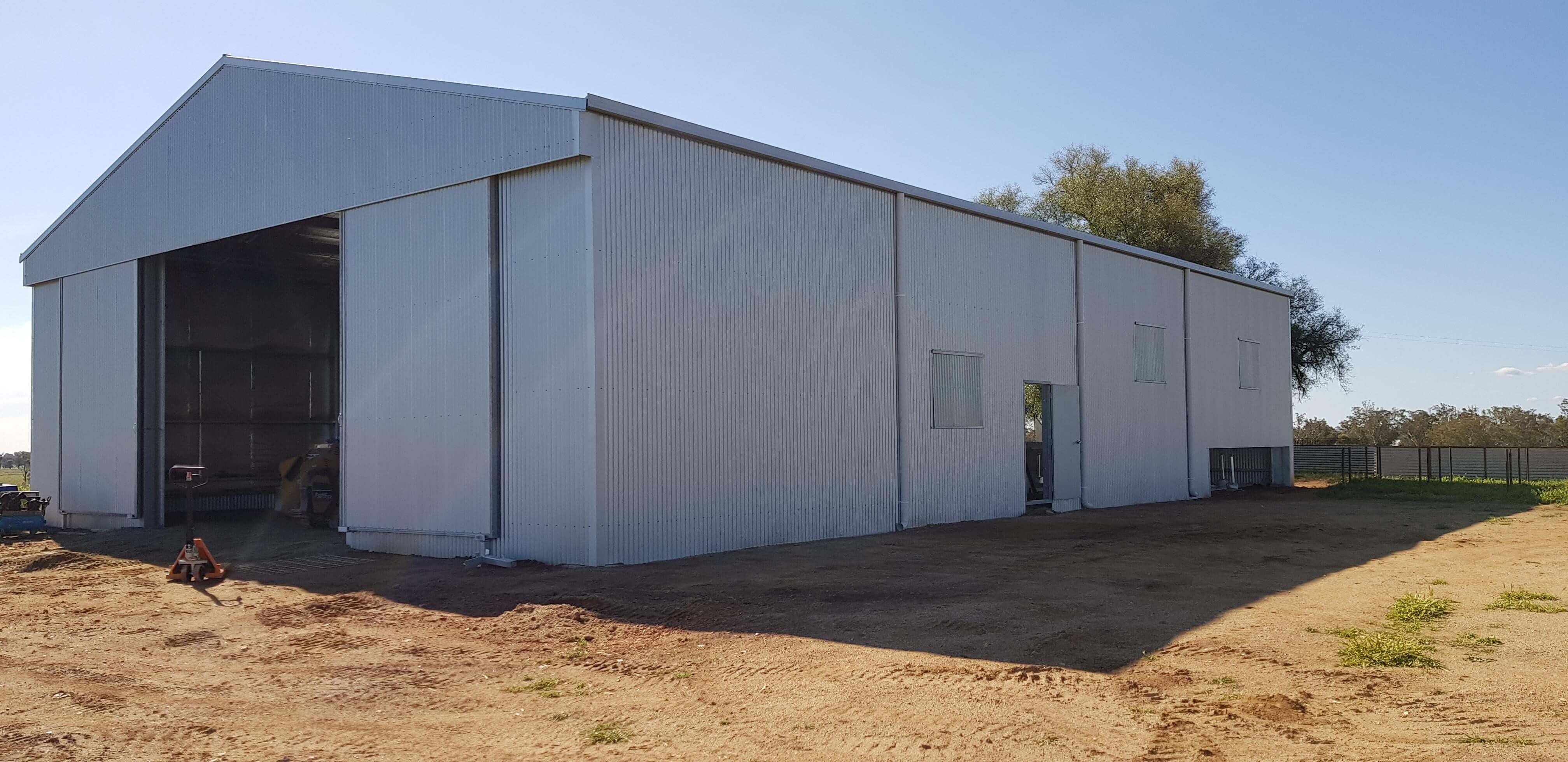 Side view of shearing shed