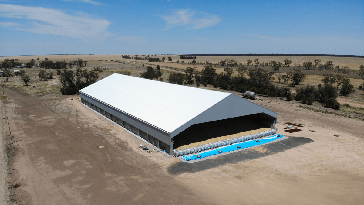 Bird's eye view of grain shed