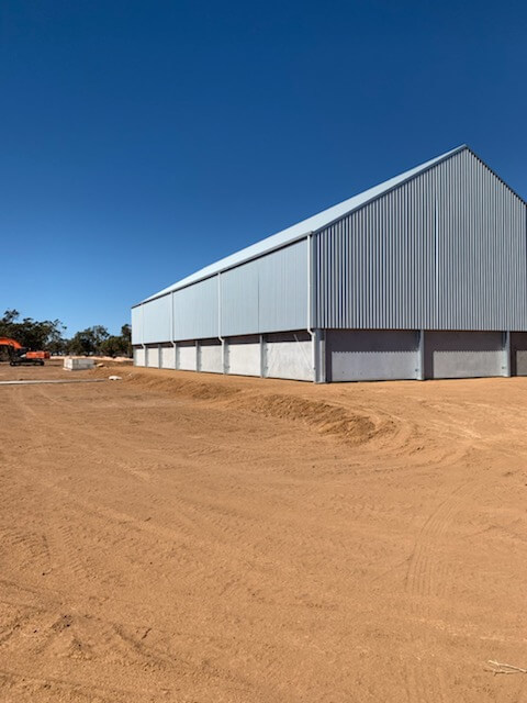 Back view of grain shed