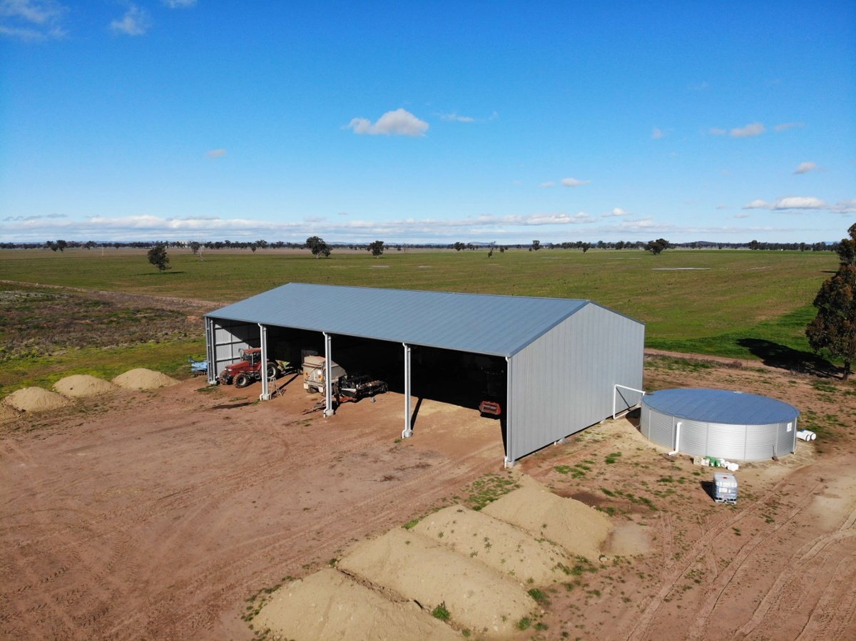 Bird's eye view of hay shed