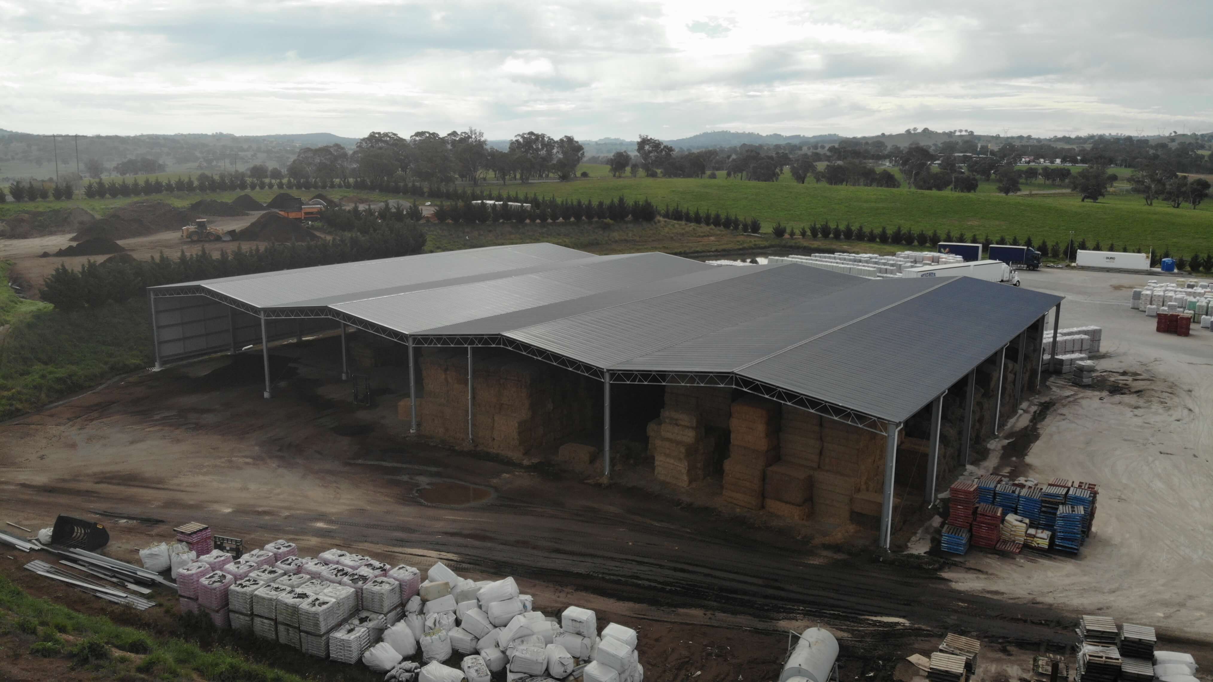 Bird's eye view of hay shed