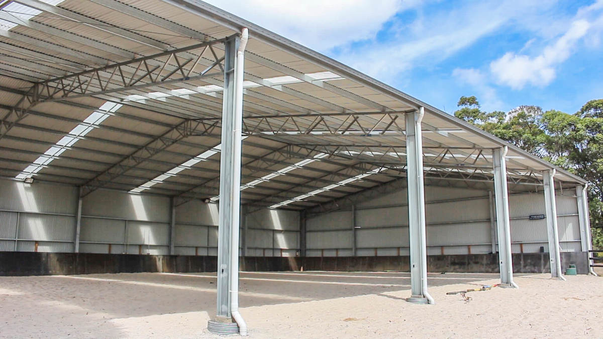Slanted view of dressage arena in Bungonia