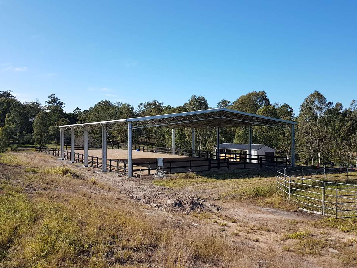 Slanted view of Moggill horse arena