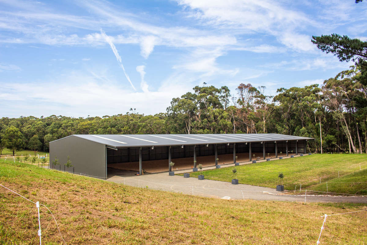 Slanted view of Mossvale dressage arena