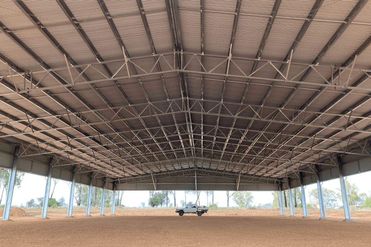 Inside the ABC Sheds arena cover in Wowan
