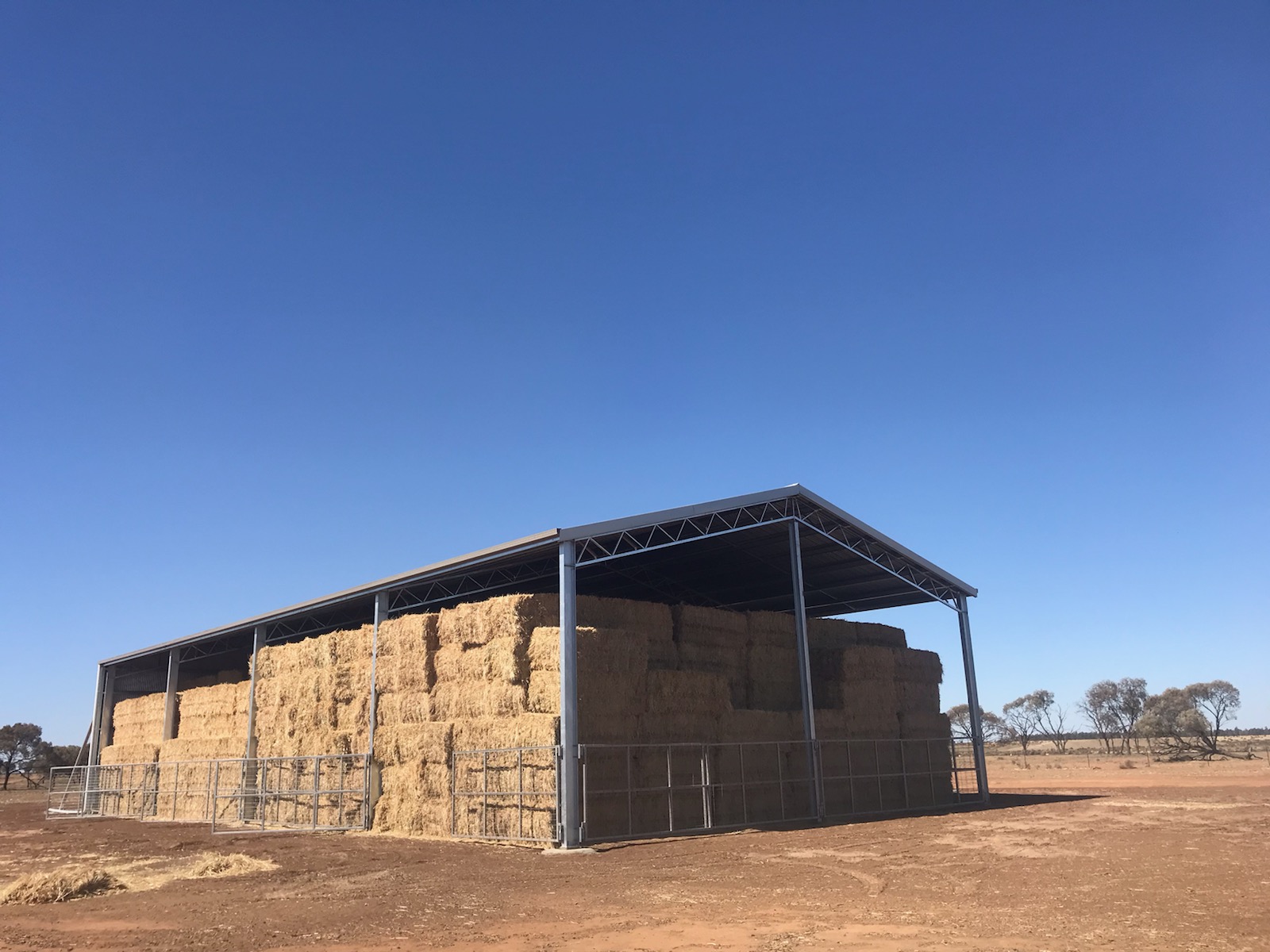 Hay shed with gates in Coleambally